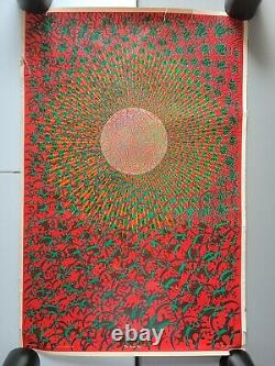 Vintage 1960s Black Light Pscychadelic Poster By Wilfred Satty East Totem West
