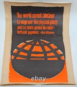 Vintage 1960s Black light Anti-War Peace Poster Basil O'Connor Quote Litho USA
