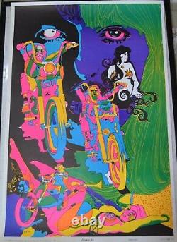Vintage 1960s Easy Rider Biker Style Blacklight Poster Dream Of Me