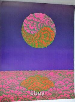 Vintage 1960s Neon Rose Blacklight Poster