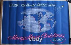 Vintage 1964 ultra-glo black light merry merry christmas to all poster 38x25
