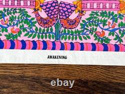 Vintage 1967 Awakening Pyschedelic Blacklight Poster Irene McHugh East Totem 29
