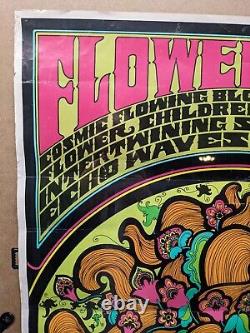 Vintage 1967 Flower Love Psychedelic Black Light Hippie Poster Connie C Keelan