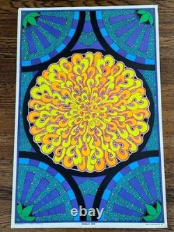 Vintage 1968 Celestial Art Mosaic Sun Psychedelic Blacklight Poster SF 29.5x19.5