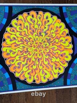 Vintage 1968 Celestial Art Mosaic Sun Psychedelic Blacklight Poster SF 29.5x19.5