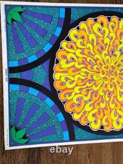 Vintage 1968 Celestial Art Mosaic Sun Psychedelic Blacklight Poster SF 29.5x19.5