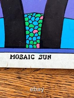 Vintage 1968 Celestial Art Mosaic Sun Psychedelic Blacklight Poster SF 29.5x19.5