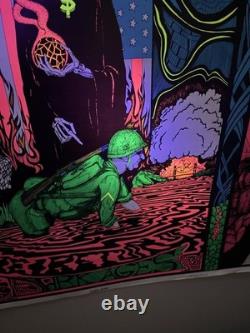 Vintage 1968 Dark Ages Psychedelic/ Vietnam War Blacklight Poster #11
