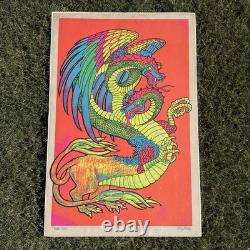 Vintage 1968 Leroy Olson Artko Studios Blacklight Poster Double Headed Dragon