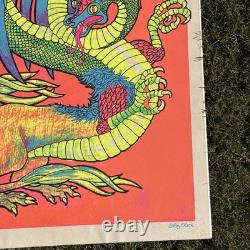 Vintage 1968 Leroy Olson Artko Studios Blacklight Poster Double Headed Dragon