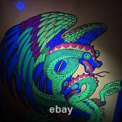 Vintage 1968 Leroy Olson Artko Studios Blacklight Poster Double Headed Dragon