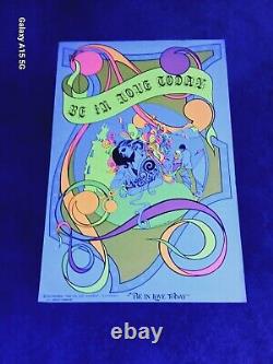 Vintage 1969 Be In Love Today Blacklight Poster 35 X 23 Yesterday Today Wed