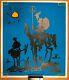 Vintage 1969 Blacklight Poster Picasso Don Quixote Peace Sign On Staff Free Ship