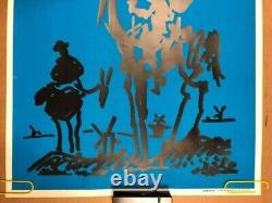 Vintage 1969 Blacklight Poster Picasso Don Quixote Peace Sign on Staff FREE SHIP