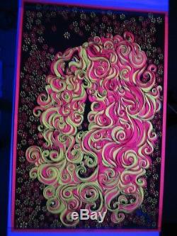 Vintage 1969 Crazy Trippy HAIR Psychedelic Blacklight Poster Frank Kay Dist RARE