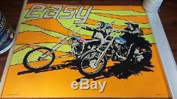 Vintage 1969 Easy Rider Peter Fonda & Dennis Hopper Blk Light Poster Psychedelic