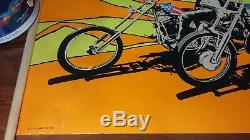 Vintage 1969 Easy Rider Peter Fonda & Dennis Hopper Blk Light Poster Psychedelic