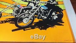 Vintage 1969 Easy Rider Peter Fonda & Dennis Hopper Blk Light Poster Psychedelic