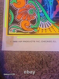 Vintage 1969 Original GARDEN OF EDEN Blacklight Poster Hip Products 35 X 23