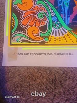 Vintage 1969 Original GARDEN OF EDEN Blacklight Poster Hip Products 35 X 23