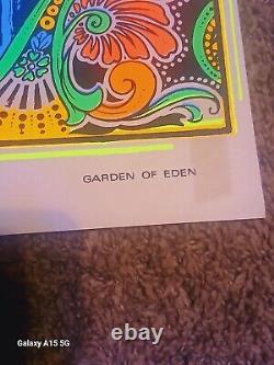 Vintage 1969 Original GARDEN OF EDEN Blacklight Poster Hip Products 35 X 23