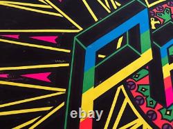 Vintage 1969 PEACE Blacklight Poster Black Felt Pro Arts Kent Ohio 43 x 28