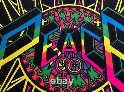 Vintage 1969 PEACE Blacklight Poster Black Felt Pro Arts Kent Ohio 43 x 28