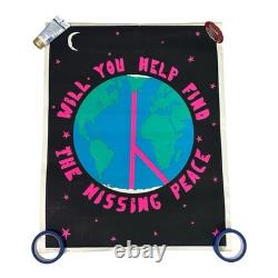 Vintage 1969 Steve Mollner Frank Kay Distributors World Peace Blacklight Poster