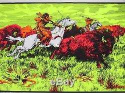 Vintage 1969 THE HUNT Psychedelic Blacklight Poster Bison Buffalo Hunt COOL RARE