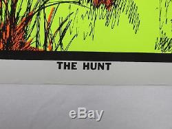 Vintage 1969 THE HUNT Psychedelic Blacklight Poster Bison Buffalo Hunt COOL RARE