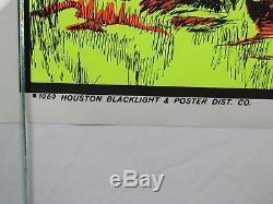 Vintage 1969 THE HUNT Psychedelic Blacklight Poster Bison Buffalo Hunt COOL RARE
