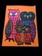 Vintage 1969 Wise Owls Neon Blacklight Poster By Dan Snupe, Orange Pink Read