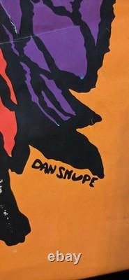 Vintage 1969 Wise Owls Neon Blacklight Poster By Dan Snupe, Orange Pink READ