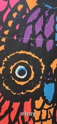 Vintage 1969 Wise Owls Neon Blacklight Poster By Dan Snupe, Orange Pink READ