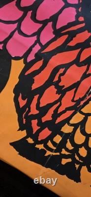 Vintage 1969 Wise Owls Neon Blacklight Poster By Dan Snupe, Orange Pink READ