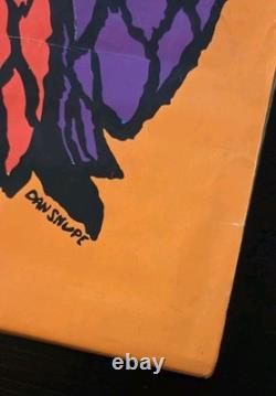 Vintage 1969 Wise Owls Neon Blacklight Poster By Dan Snupe, Orange Pink READ