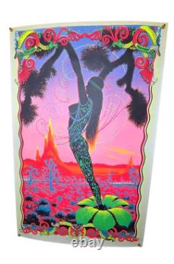Vintage 1970 Desert Blossom Black light Poster By Pacific Screen 40 X 26