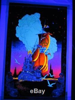 Vintage 1970 FRIENDSHIP FRIGATE Ship Boat Psychedelic Blacklight Poster CLIPPER