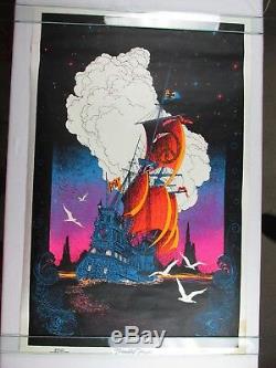 Vintage 1970 FRIENDSHIP FRIGATE Ship Boat Psychedelic Blacklight Poster CLIPPER