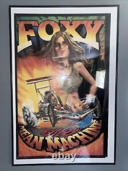 Vintage 1970 Framed Black Light Poster foxy, the mean machine by Western graphic