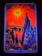 Vintage 1970 Garden Of Eden Star City Psychedelic Waterfall Black Light Poster
