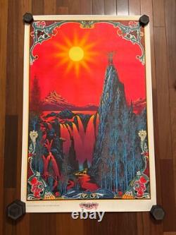 Vintage 1970 Garden of Eden Star City Psychedelic Waterfall Black Light Poster