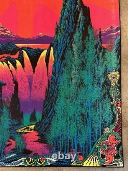 Vintage 1970 Garden of Eden Star City Psychedelic Waterfall Black Light Poster