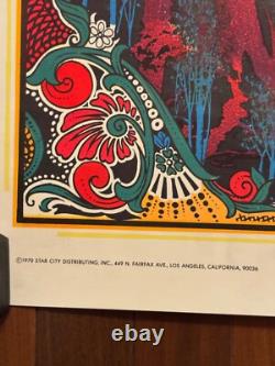 Vintage 1970 Garden of Eden Star City Psychedelic Waterfall Black Light Poster