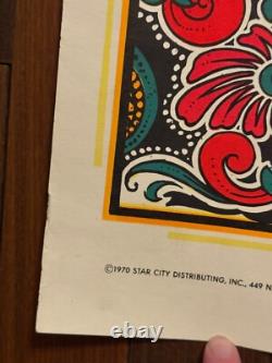 Vintage 1970 Garden of Eden Star City Psychedelic Waterfall Black Light Poster