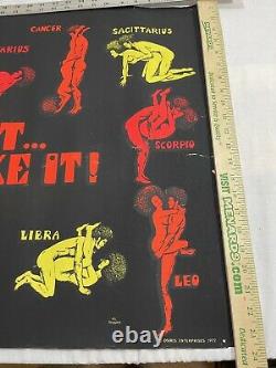 Vintage 1970 Horoscope Sex Positions Blacklight Poster TRY IT YOULL LIKE IT