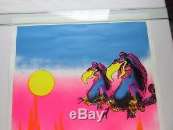Vintage 1970 Hungry VULTURES Patience My Ass! Gonna Kill Blacklight Poster NOS