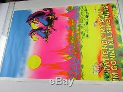 Vintage 1970 Hungry VULTURES Patience My Ass! Gonna Kill Blacklight Poster NOS
