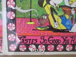 Vintage 1970 Mickey Parody Sativa tastes so good black light poster 17618
