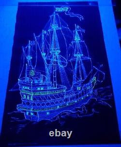 Vintage 1970 Peace Ship Blacklight Poster 33 X 21 Nos